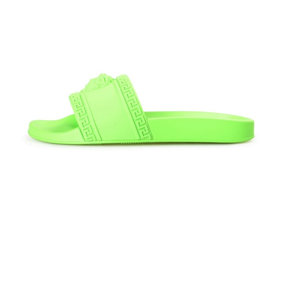 New Versace Women's Green Neon Medusa Head Embossed Slippers - Picture 11 of 11